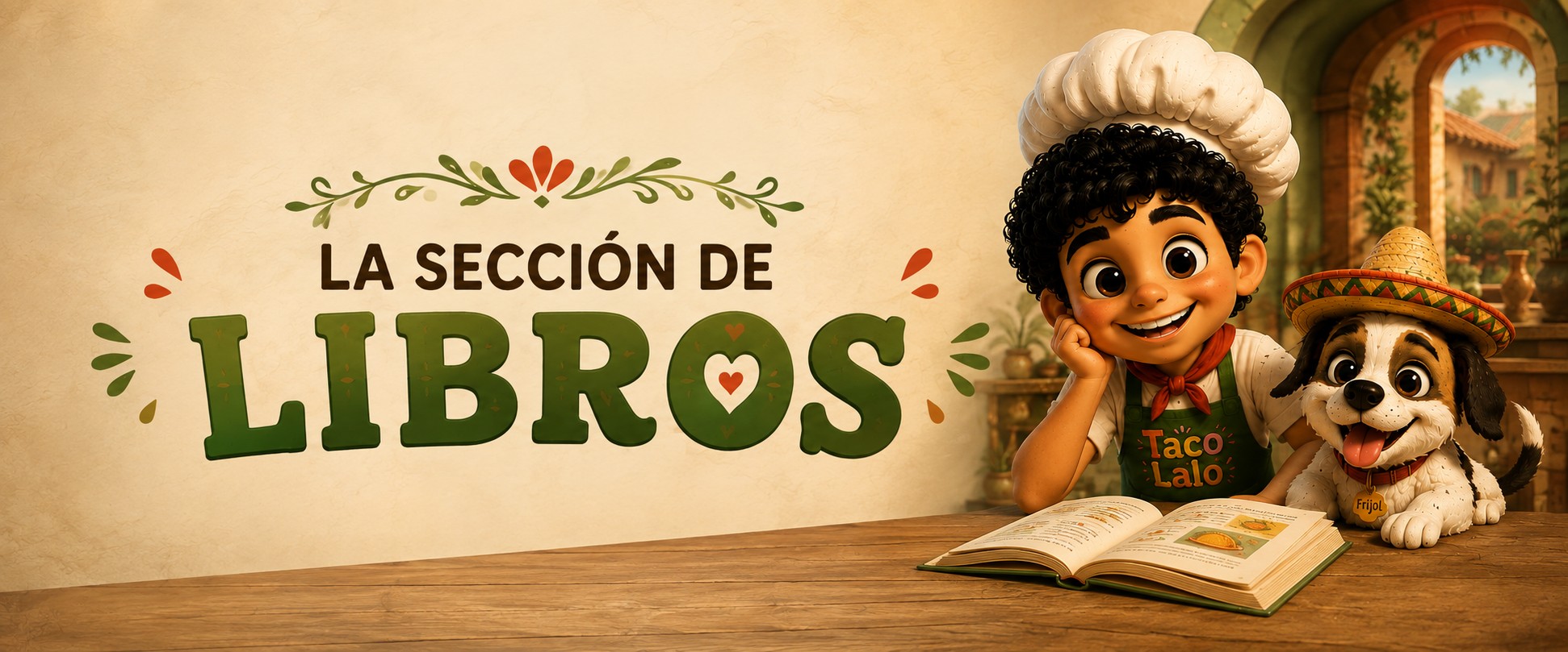 La Sección de Libros — TacoLalo y Frijol leyendo un libro