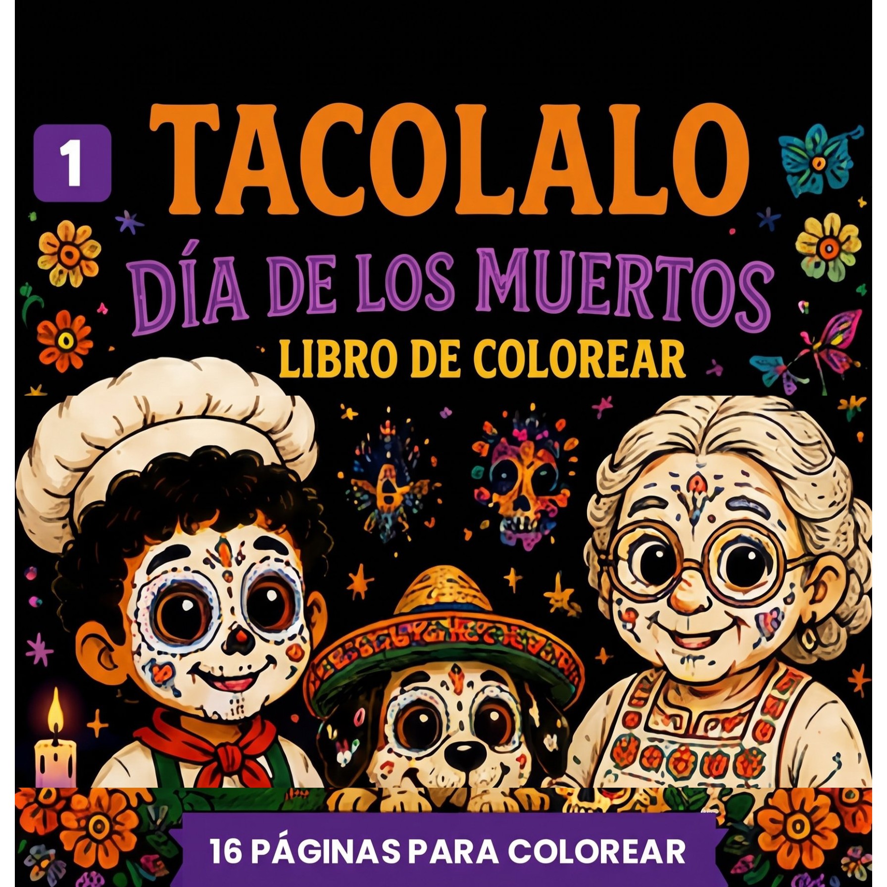 Portada del Libro para Colorear de Día de los Muertos de TacoLalo